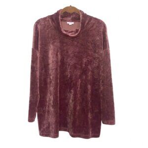 Purejill Sweater Tunic Velour L Cowl Neck  Pinkish Purple Pullover Long Sleeves
